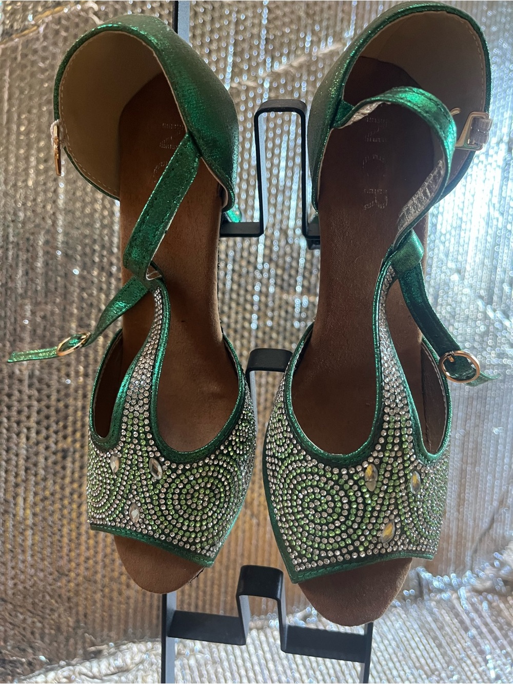 Emerald Green Embellished Women's Ankle-Dancing Dress